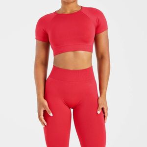Wholesale Custom Womens Seamless 2 Piece Activewear Set Short Sleeve Sports <b>Jacket</b> & High Waist Leggings Gym Workout Outfit - Product Image 2