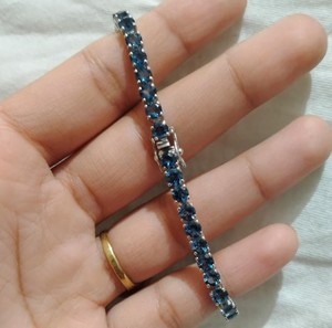 Natural London Blue Topaz Charm <b>Bracelet</b> Sterling Silver White Gold Plated Luxury December Birthstone Jewelry Women Party - Product Image 1