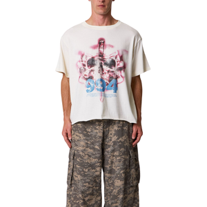 T-shirt Homme Col Rond Manches Courtes Oversize Imprimé Crâne Graphique Épaules Tombantes Streetwear Vente en Gros Personnalisé OEM Coton - Product Image 2