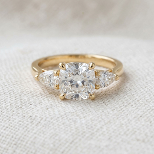 Women's 18K Gold Lab Grown Diamond <b>Cushion</b> Cut Engagement <b>Ring</b> Marquise Side Stones IGI Certified Classic <b>Wedding</b> Party Style - Product Image 3