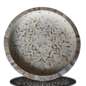 Plateau de service rond de luxe en nacre incrustée, mosaïque de coquillages faite à la main, décoration de table basse ottomane, vente en gros directe d'usine - Product Image 5
