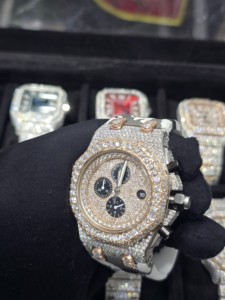 Nuevo Reloj Cronógrafo Mecánico para Hombre con Cristales de Moissanita y Zafiro, Chapado en Oro, de Acero Inoxidable, Estilo Hip Hop de Lujo - Product Image 4