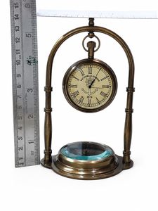 Reloj de Escritorio de Latón, Decoración Vintage para Entusiastas de Autos, Reloj de Mesa Automotriz, Adorno Ejecutivo para Escritorio, Brújula con Retroiluminación - Product Image 2