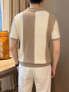 Camiseta de Verano de Manga Corta para Hombre, Estilo Casual, Deportivo, Vintage, con Rayas en Contraste, Servicio OEM - Product Image 4