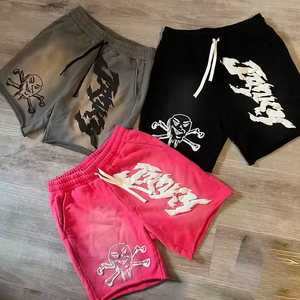 <b>Men</b> Cartoon Skull Print Polyester Swim <b>Trunks</b> Drawstring Regular Fit Shorts Breathable Knitted Front Logo - Product Image 1