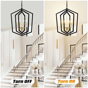 Lampadario moderno 4 luci per sala da pranzo 18.11 \ "oro nero opaco lampada a sospensione in stile industriale per agriturismo - Product Image 6