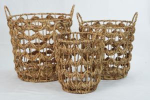 THE LINKS SERIES Natural <b>Wicker</b> Plant <b>Basket</b> Seagrass Water Hyacinth <b>Basket</b> Storage At Home Vanity Organizer - Product Image 5