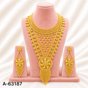 Ensemble de bijoux en filigrane doré fait main, collier et boucles d'oreilles pour femmes A-63203 - Product Image 6