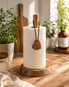 Portarrollos de papel de cocina moderno de madera con peso en forma de lágrima para uso en la cocina, la mejor calidad - Product Image 5