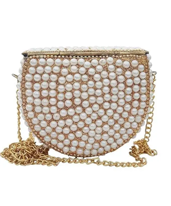 Ensemble de sacs à main en mosaïque de laiton multicolore plaqué à la main avec chaîne dorée pour femmes, pour les mariages et les occasions festives, cadeaux - Product Image 1