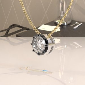 Georgian Cut Set Moissanite Geometric 14K Gold 2CT IGI Certified Octagon Cut Pendant Necklace with Rope Chain From Gujarat - Product Image 4