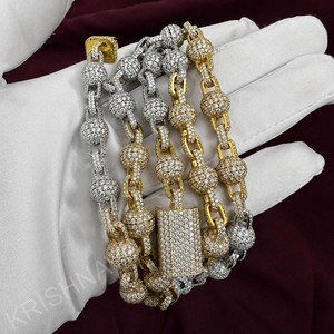 สร้อยคอทองคำแท้ 14K ประดับโมอิสซาไนต์ รับรองโดย IGI ขนาด 9 มม. ดีไซน์ลูกบอลประดับเพชรเต็มเม็ด สไตล์ฮิปฮอปแบบคิวบันลิงค์ - Product Image 4