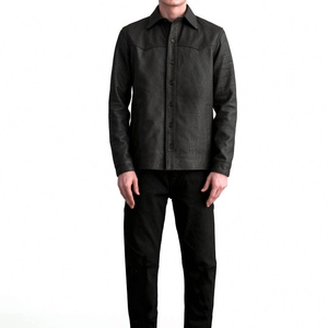 Chemises en cuir personnalisées OEM pour hommes 2026 – Coupe ample premium, boutonnées, décontractées, entièrement doublées – Nouvelle collection hiver, style urbain élégant - Product Image 4