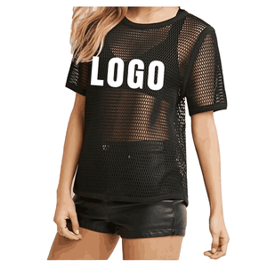 Casual Wear Factory Made Breathable Women <b>Crop</b> <b>Top</b> <b>Mesh</b> T-shirt Best Quality Polyester <b>Mesh</b> Loose Fit Eco-Friendly - Product Image 1