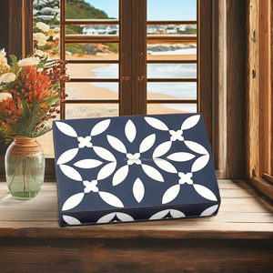 Vintage Handmade Natural Wooden Bone Inlay Decorative Jewelry & Storage <b>Box</b> <b>Floral</b> Design - Black & White - Product Image 6