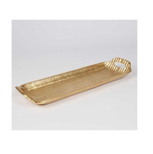 Luxury <b>Gold</b> Aluminum Rectangle <b>Serving</b> <b>Tray</b> with Handle for Party and Home Kitchen Use - Product Image 1