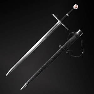 Espada Templaria de 40.25 Pulgadas con Funda Plateada de Acero Inoxidable, Moderna, para Exteriores, Decorativa, de Colección, Artística - Product Image 1