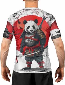 เสื้อแรชการ์ดแขนสั้นลายแพนด้าซามูไรสำหรับผู้ชาย แห้งเร็ว ผลิตจากโพลีเอสเตอร์ พิมพ์ลาย เสื้อกีฬาสำหรับผู้ใหญ่ แบบยูนิเซ็กส์ - Product Image 5