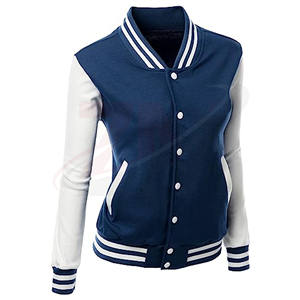 Fabricante de prendas de otoño/invierno: Chaqueta de estilo robusto con letras bordadas, material personalizado, decoración en blanco y azul, y botones. - Product Image 2