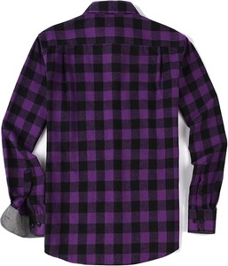 Chemise en flanelle à carreaux violets et noirs de haute qualité pour homme, chemise décontractée à manches longues boutonnée, style bûcheron - Product Image 6