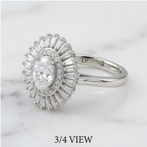 Bague de cocktail ovale classique LY SCR171, sertie pavé, en laiton plaqué rhodium, unisexe, pour mariage et usage quotidien, bijou glamour - Product Image 2
