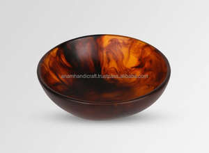 Juego de cuencos para servir de resina amarilla Bohemia personalizada, cartón empaquetado altamente pulido tallado a mano de alta calidad para hotel en casa - Product Image 3