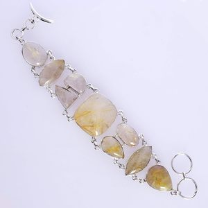 Pulsera de Plata de Ley 925 con Gema de Rutilo Dorado, Diseño Exclusivo, Joyería Fina para Uso Diario Unisex, Novedad 2026 - Product Image 1