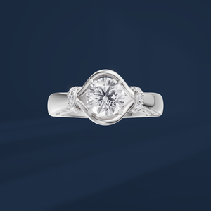 Bague de fiançailles de luxe pour femme de la marque DIFF, diamant de laboratoire classique rond brillant, platine PT950, certifié IGI - Product Image 2