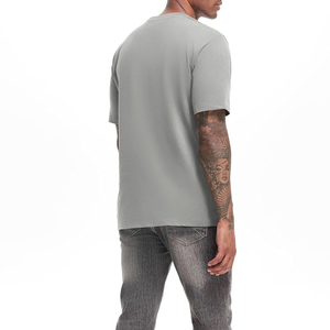 Camiseta de Hombre, Gris, Manga Corta, Cuello Redondo, Corte Regular, Color Sólido, Algodón Jersey, Estilo Casual, Tejido de Punto - Product Image 2