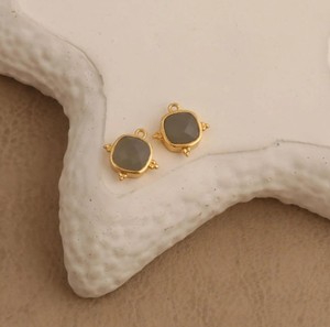 Handmade Grey Chalcedony Gold Plated <b>Cushion</b> Gemstone Charm Pendant - DIY Making Fashion Jewelry for Wholesale - Product Image 3