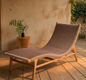 Luxury Lara Lounger Premium Solid Teak Wood Artisan Woven Modern Ergonomic <b>Sunbed</b> for Upscale Resort Hotel Living Room Poolside - Product Image 4
