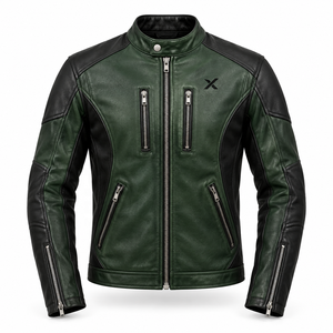 Chaqueta de Motocicleta de Cuero Heritage Cruiser |   Vino tinto, negro, verde oliva, marrón |   Fabricante OEM ODM |   Calidad Premium | - Product Image 1