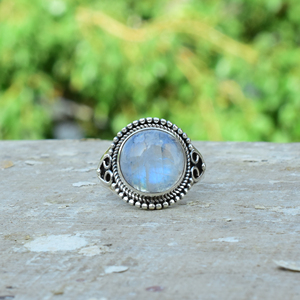 Bague en pierre de lune, argent sterling 925, faite à la main, bijou pour elle - Product Image 1
