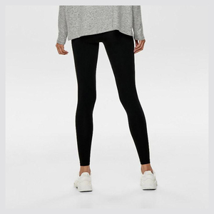 Leggings de yoga taille haute sans couture, longueur intégrale, noir uni, en Spandex et Nylon, avec taille élastique - Product Image 4