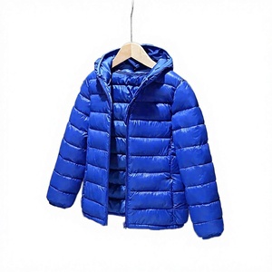 Blue Hooded Puffer Jacket Unisex Winter Casual Zipper Front Windproof Thin Regular Fit Solid Color 100 Polyester Fiber Lining - Product Image 6