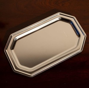 Plateau de service en métal pour collations et boissons, idéal pour les cafés et restaurants, plateau et plat argentés - Product Image 1