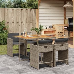 5 pezzi grigio Poly Rattan Patio Set da pranzo con cuscini mobili da esterno durevoli - Product Image 1