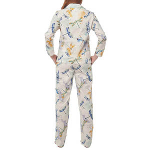 Pyjama en satin de soie respirant en coton personnalisé pour femme, ensemble 2 pièces de vêtements de nuit de haute qualité 180g, col rabattu, taille élastique - Product Image 6