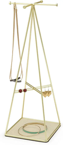 Gold Metal Triangle Jewelry Stand with Sleep Mask Holder Modern <b>Vanity</b> Organizer Decorative Accessories Display Rack - Product Image 2