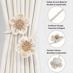 Set di 2 Eleganti Fermatende Fai-da-Te in Corda, Stile Boho Girasole, Accessori Decorativi da Parete per Porte e Finestre - Product Image 6