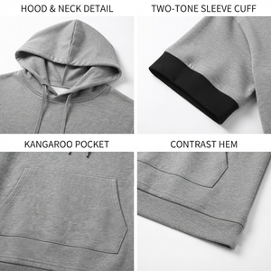 Men's Casual Short Sleeve Pullover <b>Hoodie</b> Comfortable <b>Lightweight</b> Hooded Streetwear Activewear Basic Cotton Blended Men <b>Hoodies</b> - Product Image 4