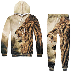 custom 3d lion printed tracksuit men blank graphics pullover hoodie and sweatpants set wholesale sublimated mens <b>jogging</b> <b>suits</b> - Product Image 1