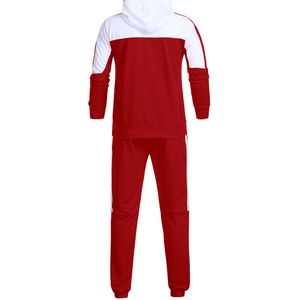Ensemble de survêtement pour homme, rouge et blanc, solide, respirant, à capuche, manches longues, vêtements de sport décontractés, pantalon à cordon de serrage, poches latérales - Product Image 3