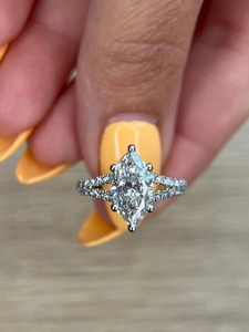 Marquise Cut Diamond Engagement <b>Ring</b> 18K Solid <b>Gold</b> Rhodium Plated Pave Setting Classic Women's Fine Jewelry - Product Image 5