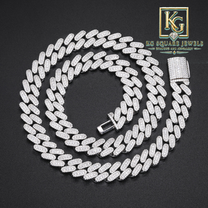 Rhodium Plated Moissanite <b>Tennis</b> Chain <b>Necklace</b> and Bracelet Set Round Brilliant Cut Hip Hop Jewelry - Product Image 3