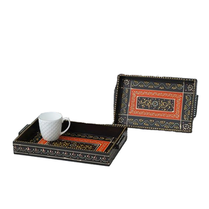 Trending 100% Eco-Friendly Handmade Wood Serving Tray Set Meena Nesting Trays-Small/Large Sizes <b>Decorative</b> Dishwasher Safe Home - Product Image 6