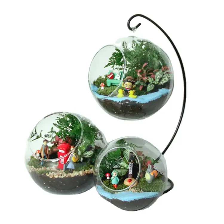 Hete Verkoop Handgemaakte Opknoping Kaarshouder Glas Terrarium Handwerk Glazen Bal Ornament Voor Kerst Huisdecoratie
