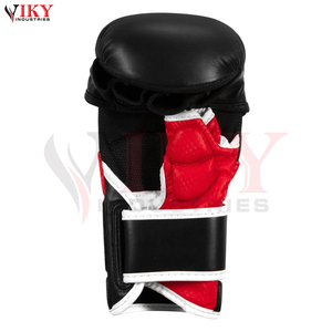 Guantes de MMA de Cuero Negro y Rojo Personalizados al Por Mayor, Guantes de Sparring con Palma Abierta, Equipo de Entrenamiento de Artes Marciales Mixtas - Product Image 5