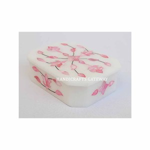 Giveaway of Rectangle Shape and No.1 Quality With Flower Inlay Design With Customize Size <b>Marble</b> Mother of Pearl Jewelry Box - Product Image 5