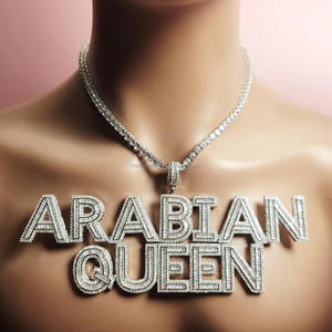 Custom " Arabian Queen " <b>Name</b> Pendant Necklace Iced Out Moissanite Diamond Hip Hop Tennis <b>Chain</b> Jewelry Gift - Product Image 1